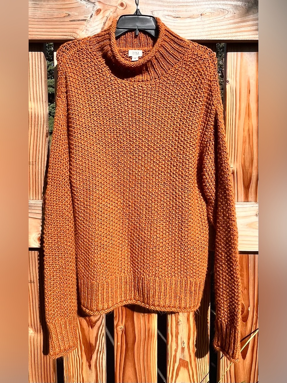 a.n.a Textured Knit Sweater in Vibrant Orange-Mustard Yellow